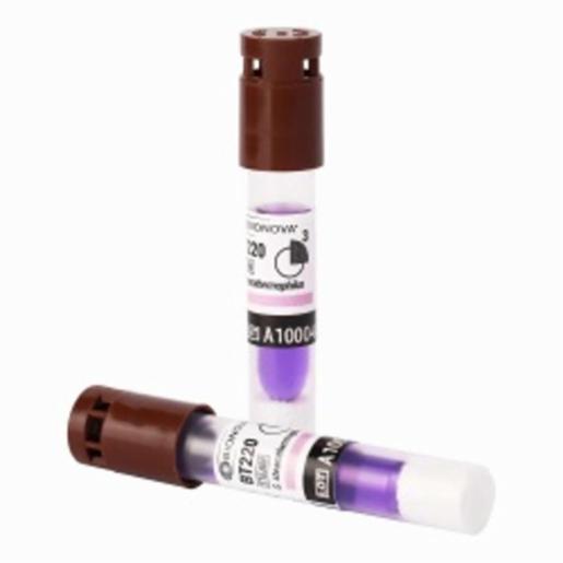 Terragene Rapid Self-contained Biological Indicator for Steam sterilization processes (vacuum & gravity). Geobacillus stearothermophilus (ATCC7953) 10⁶ spores per vial. Readout: 3 hours., 보관: 실온 (10-30℃) BT220